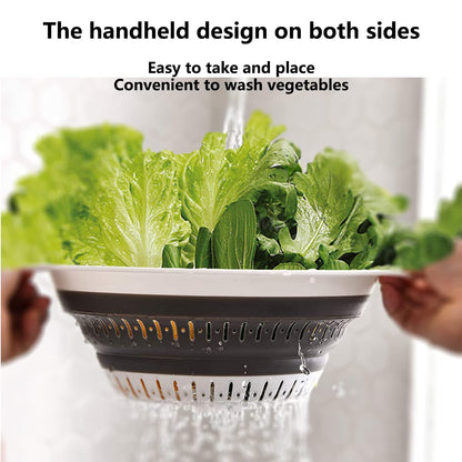 Collapsible Colander and Strainer,Silicone Strainer Colanders & Food Strainers,for Vegetable and Fruit, Kitchen Essentials (2, White, 1.3L+2.5L)