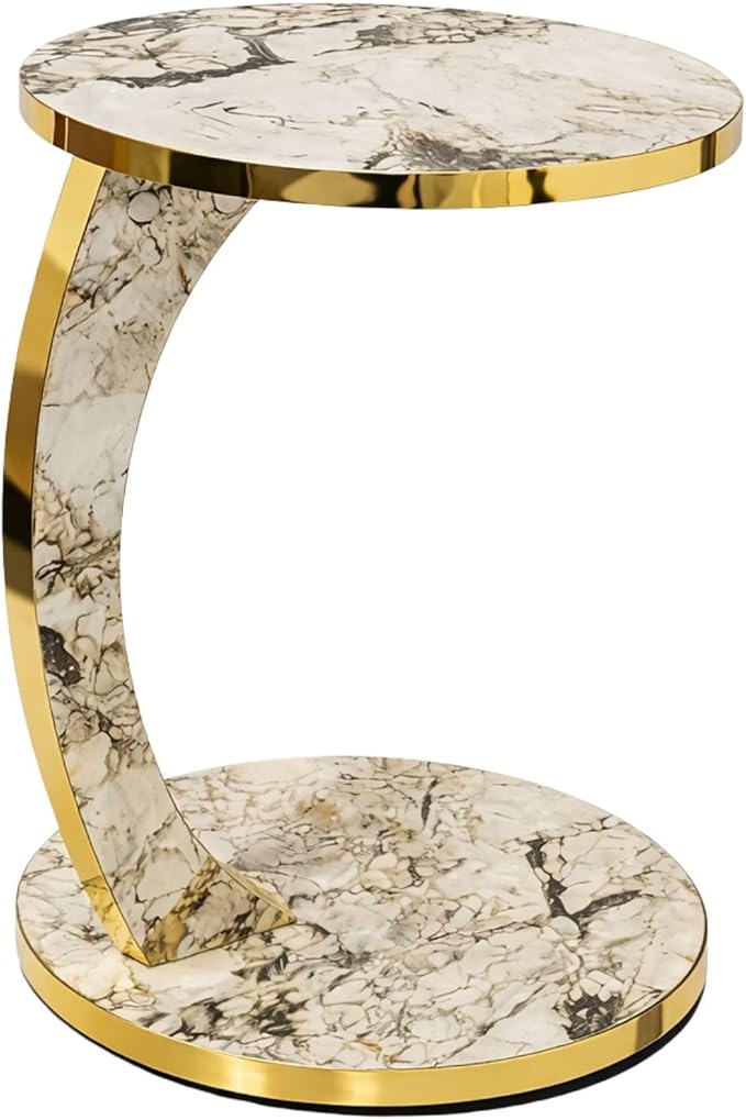 Luxury C Shaped Golden Effect Side Table