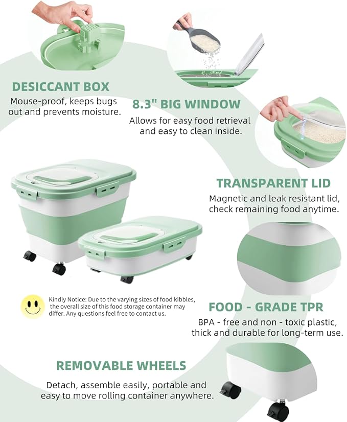 20-30 Lbs Rice Storage Container, Collapsible Food Storage Containers