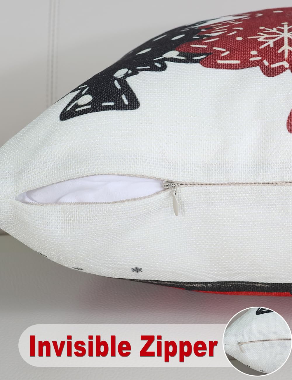 Double-Sided Print Christmas Pillow Covers 18''x18'', Set of 4, 8 Christmas Patterns Christmas Tree, Snowman, Snowflakes, Merry Christmas, Deer, Santa Claus,Truck, Let It Snow, Soft Linen Material