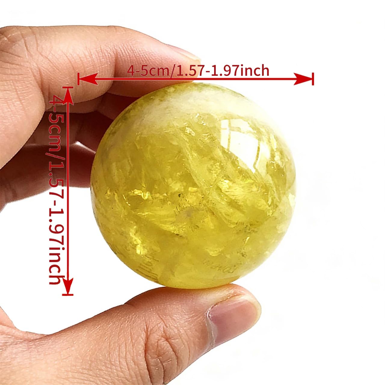 AierCrystal Natural Stone Crystal Sphere Feng Shui Home Decoration Ball Positive Energy Scrying Orb for Meditation Tool for Spiritual Space Purification Globe Diameter 4-5cm Citrine Sphere