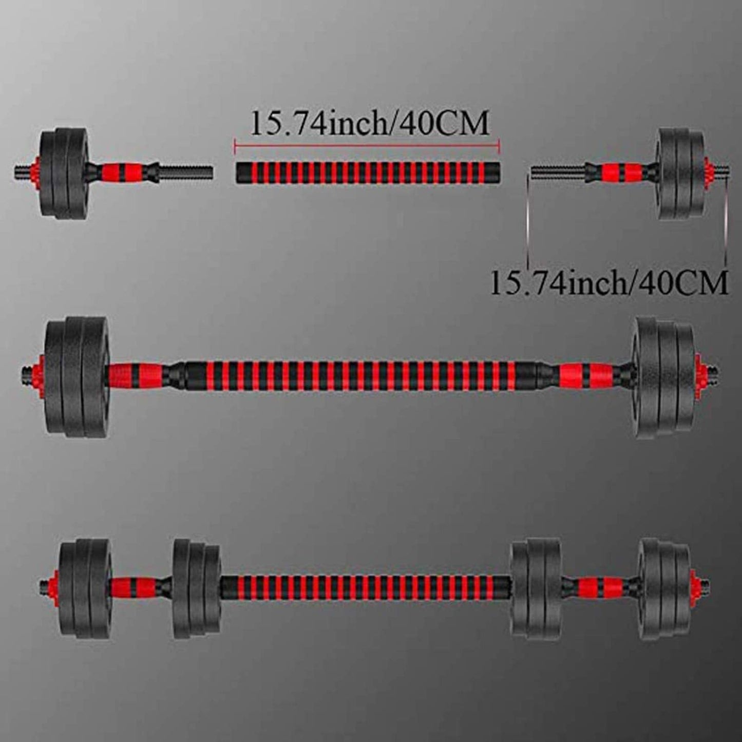 Dumbbell Bars Adjustable Dumbbell Weight Set Barbell Lifting - 2 x 15.74in Bars and 1 x 15.74in Connecting Rods for Gym Home