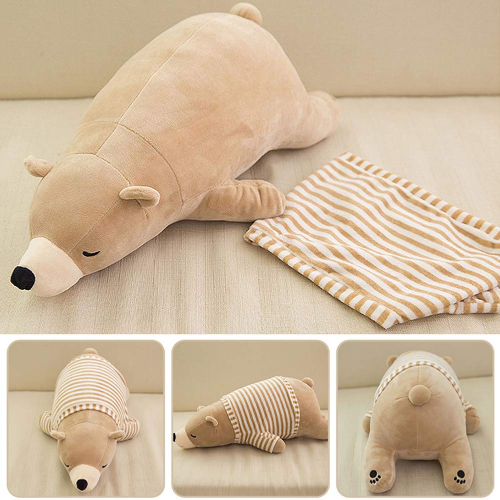 MMTTAO Stuffed Polar Bear Animal Plush Toy 20 Inch Large Brown Sleeping Bear Animal Stuff Soft Plushies Cute Dolls Collection Huggable Pillow Cushion Birthday Gift for Kids Child Boys Girls, 20Inches