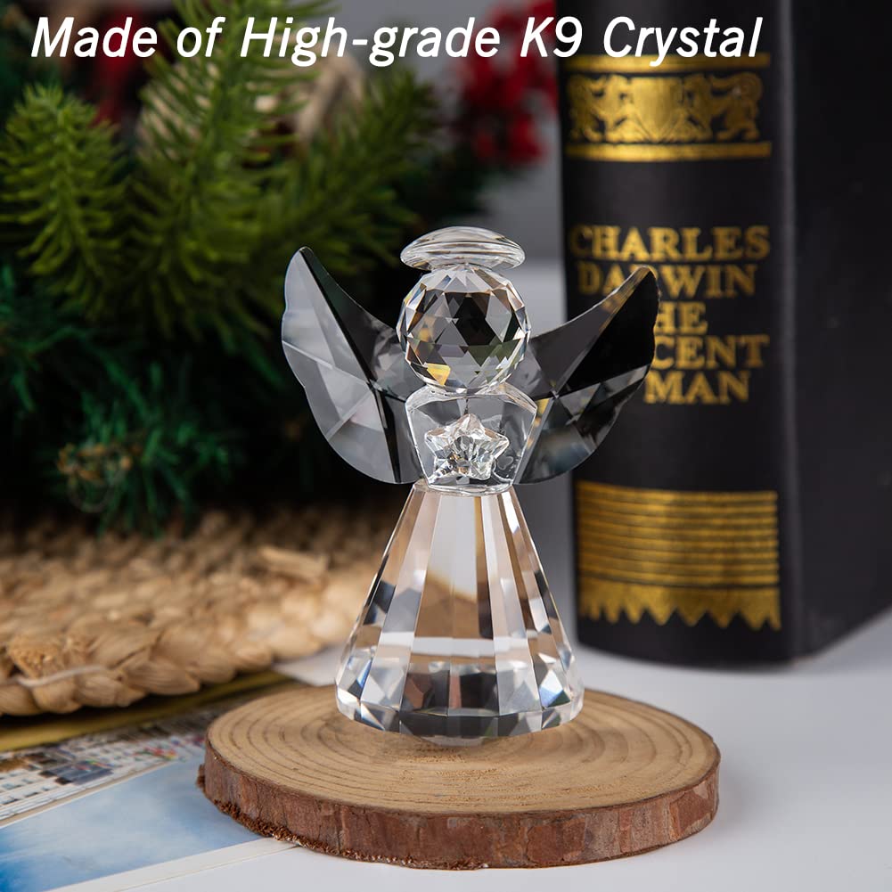 ZRENJHUS Crystal Angel Figurine Collection Pretty Glass Ornament Cute Statue Home Decor Table Animal Collectible Gift on Desk