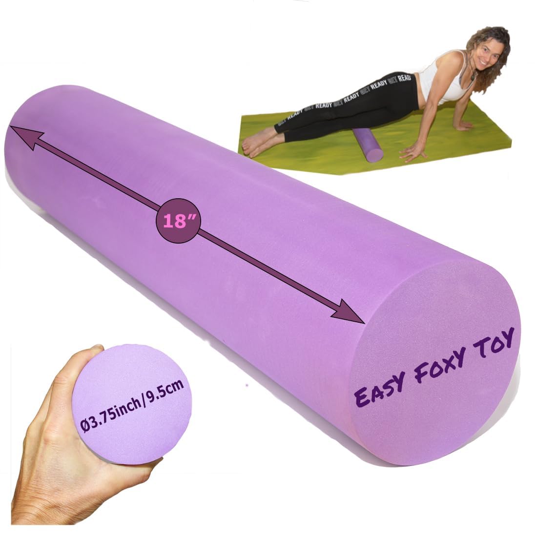 Small Size Low-Medium Density EVA 4 Inch Foam Roller for Back &Leg Pain; Sore Muscle Recovery; Trigger Point Massage Roller Ø3.75x18inch Physical Therapy; Helps as Spine Cracker Stretcher