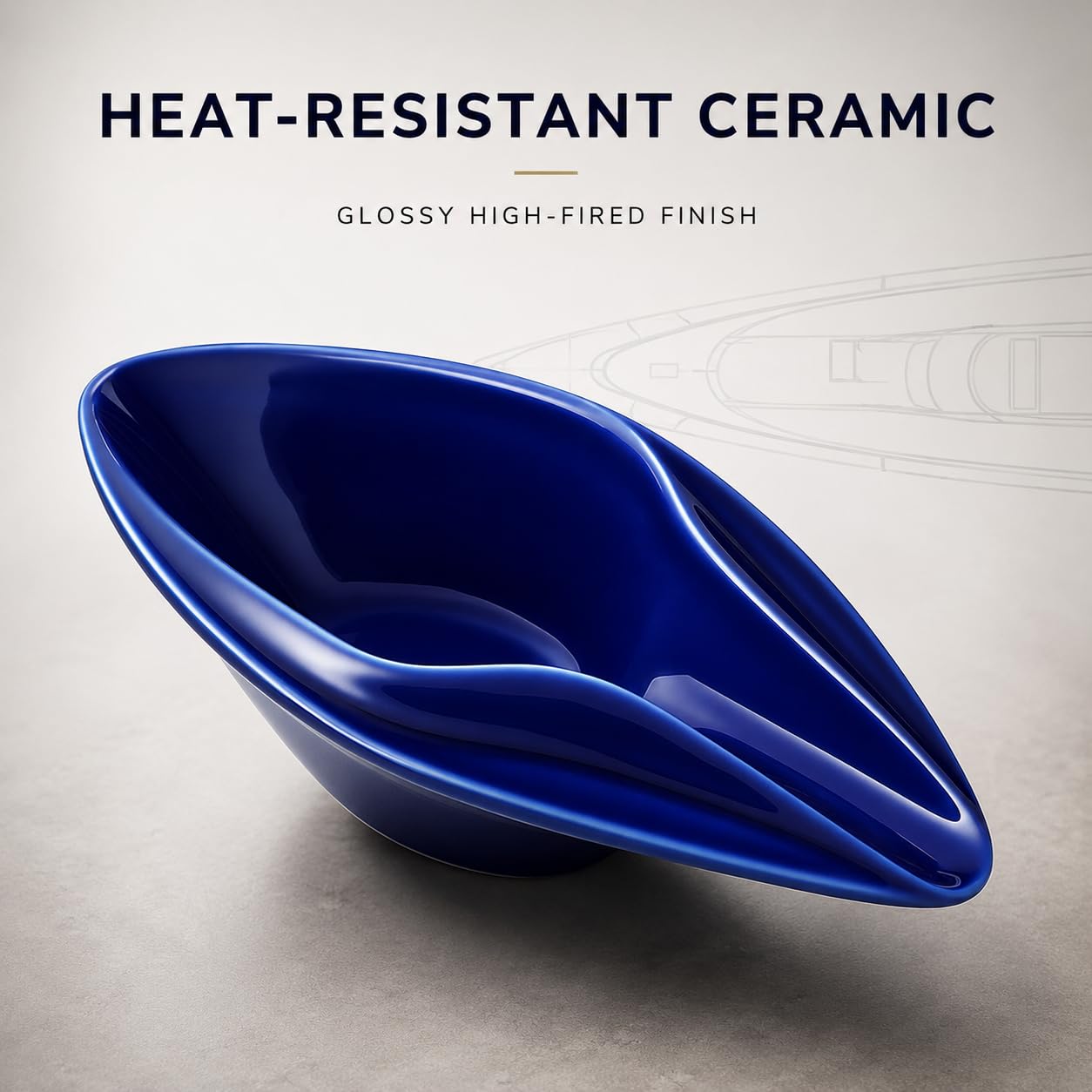 Ceramic Decorative Bowl Luxury Yacht-Inspired – Sculptural Glossy Blue Design, Modern Catchall Tray for Desk, Entryway & Coffee Table Home Décor