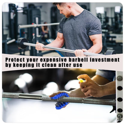 AHANDMAKER 2Pcs Barbell Brush for Cleaning Weighted Bars, TPE and Steel Wire Bristle Barbell Cleaning Brush Scrubber Weightlifting Bar Flexible Cleaner for Athletic Gym Equipment Maintenance, Blue