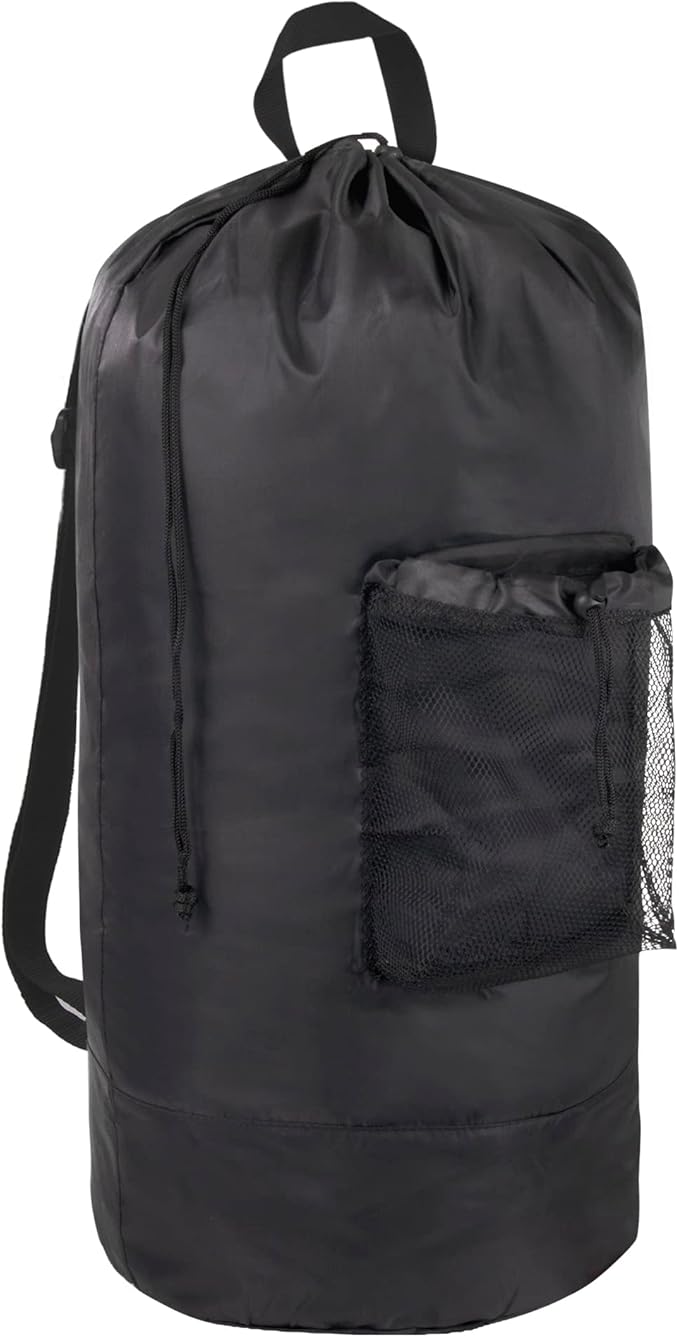 Laundry Bag Backpack with Shoulder Straps and Mesh Pocket Laundry Backpack