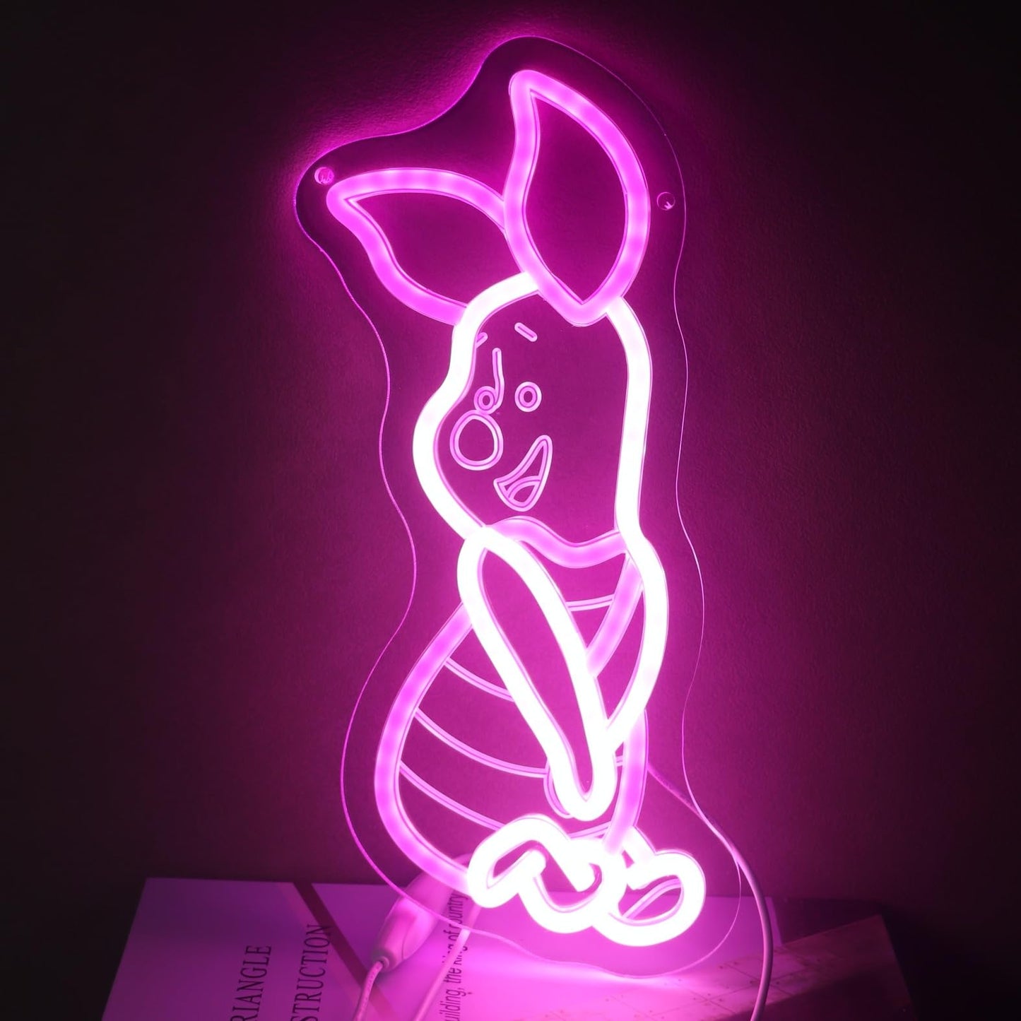 LED Anime Pig Neon Sign Pink Wall Art for Nursery, Baby,Kids Room,Girls Room,Dorm or Bedroom Decor, Dimmable USB, Sweet Uplifting Gift for Animal Lovers & Little Ones