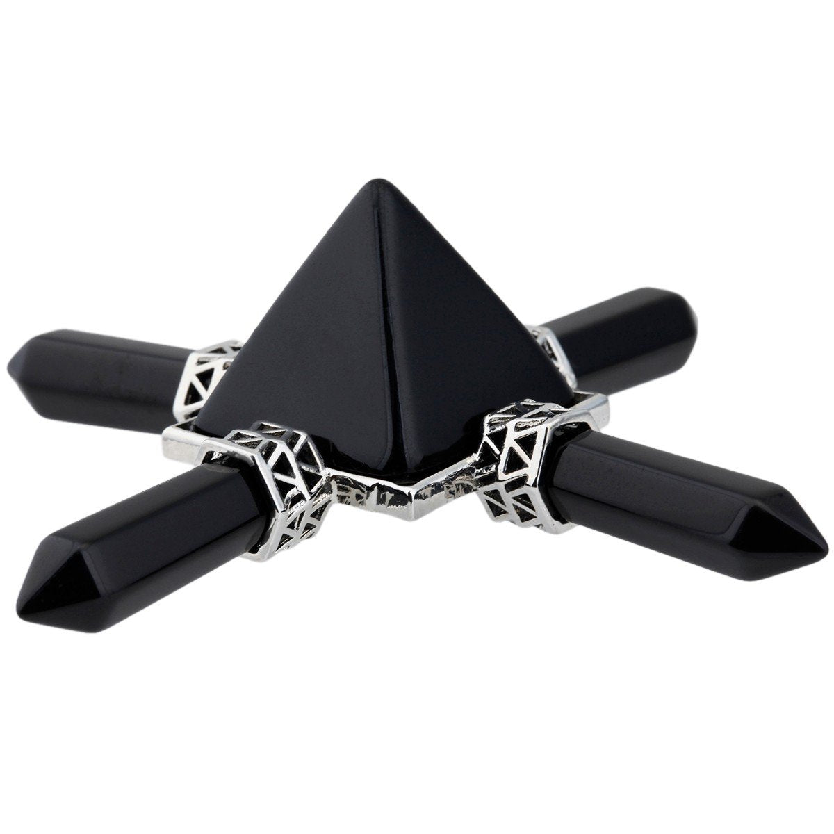 Rockcloud Pyramid Energy Generator, Reiki Chakra Healing Crystal Stone,Black Obsidian
