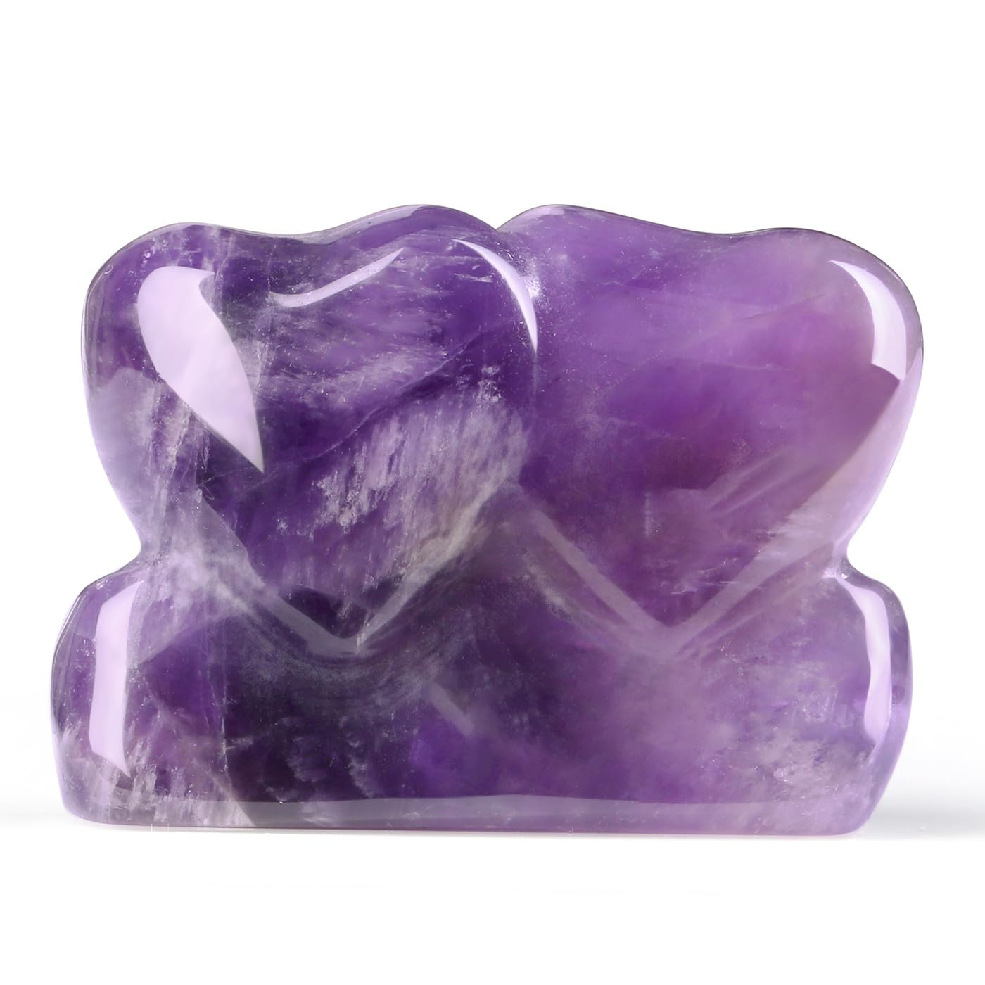 ZHIYUXI 1.8" Amethyst Crystal Double Heart Figurine, Purple Romantic Love Symbol Decor for Couples, Anniversary Birthday Wedding Gifts for Wife Girlfriend, Bedroom Desk Shelf Decoration