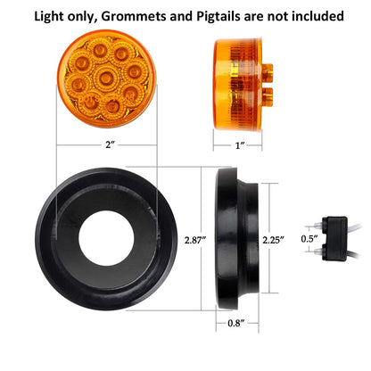 Partsam 30Pcs 2" Inch Round Trailer Led Side Marker and Clearance Lights Amber 9 Diodes with Reflectors for Semi Trailer Trucks(20x Amber, 10x Red)