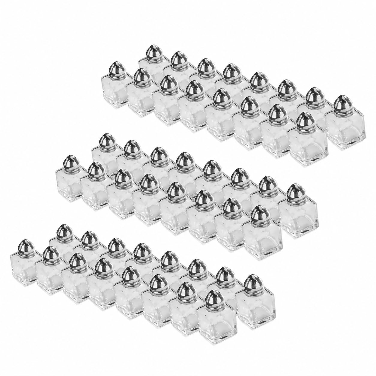 New Star Foodservice Glass Cube Mini Salt and Pepper Shaker with Stainless Steel Top, 0.5-Ounce, Set of 48
