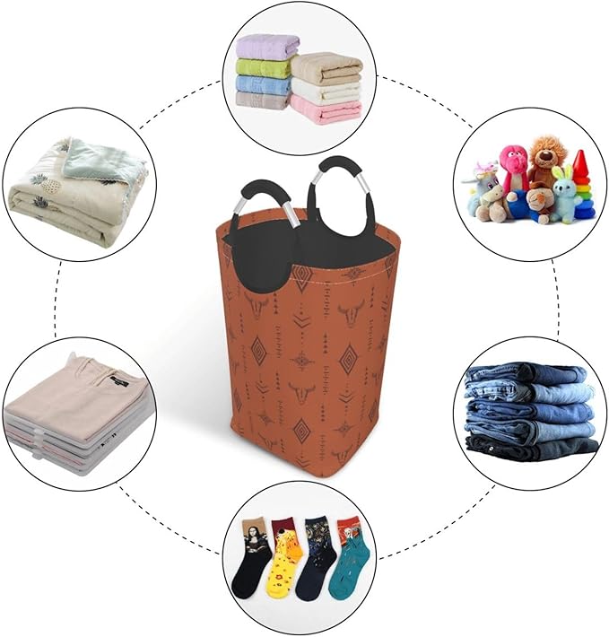 Western Boho Brown Foldable Collapsible Laundry Basket