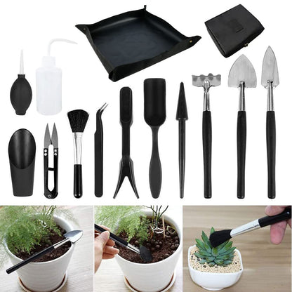 15 Pieces Succulent Plants Tools - Plant Repotting Mat and Storage Bag,Mini Garden Transplanting Tools for Indoor Outdoor Miniature Fairy Flower Plant Care