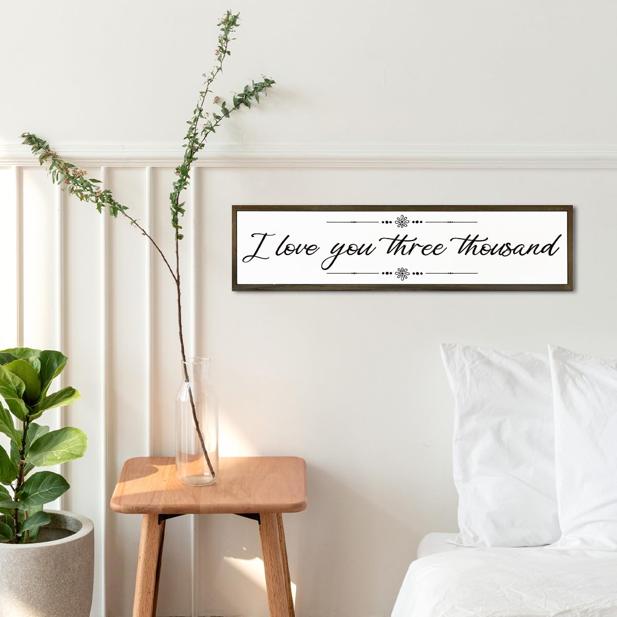 Romantic Wall Decor, I Love You Three Thousand Sign, Decorative Wooden Sign for Wall or Shelf Decor, Master Bedroom Decoration Above Bed, Housewarming Gift 17.8x4x1.18 inches