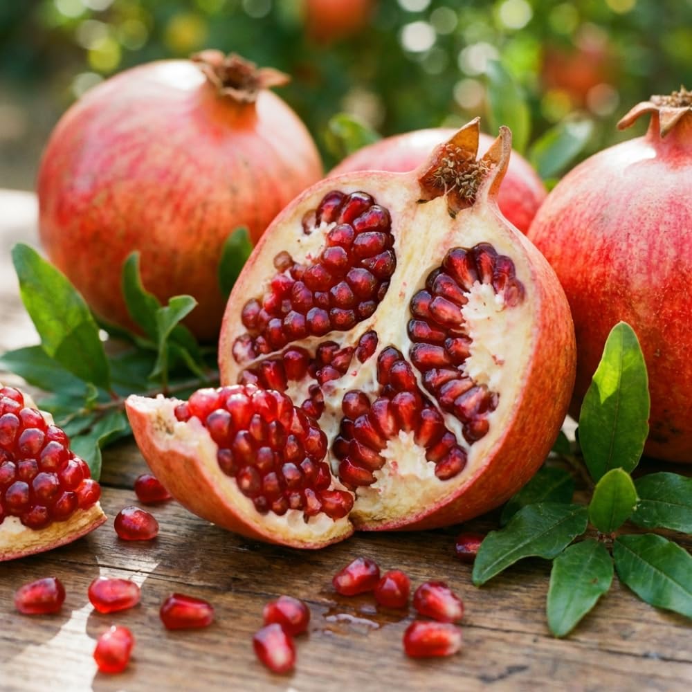 Wonderful Pomegranate Live Plant, Sweet Pomegranate Seedlings from 4 to 6 Inches Tall, Red Fruit Tree for Patios and Gardens