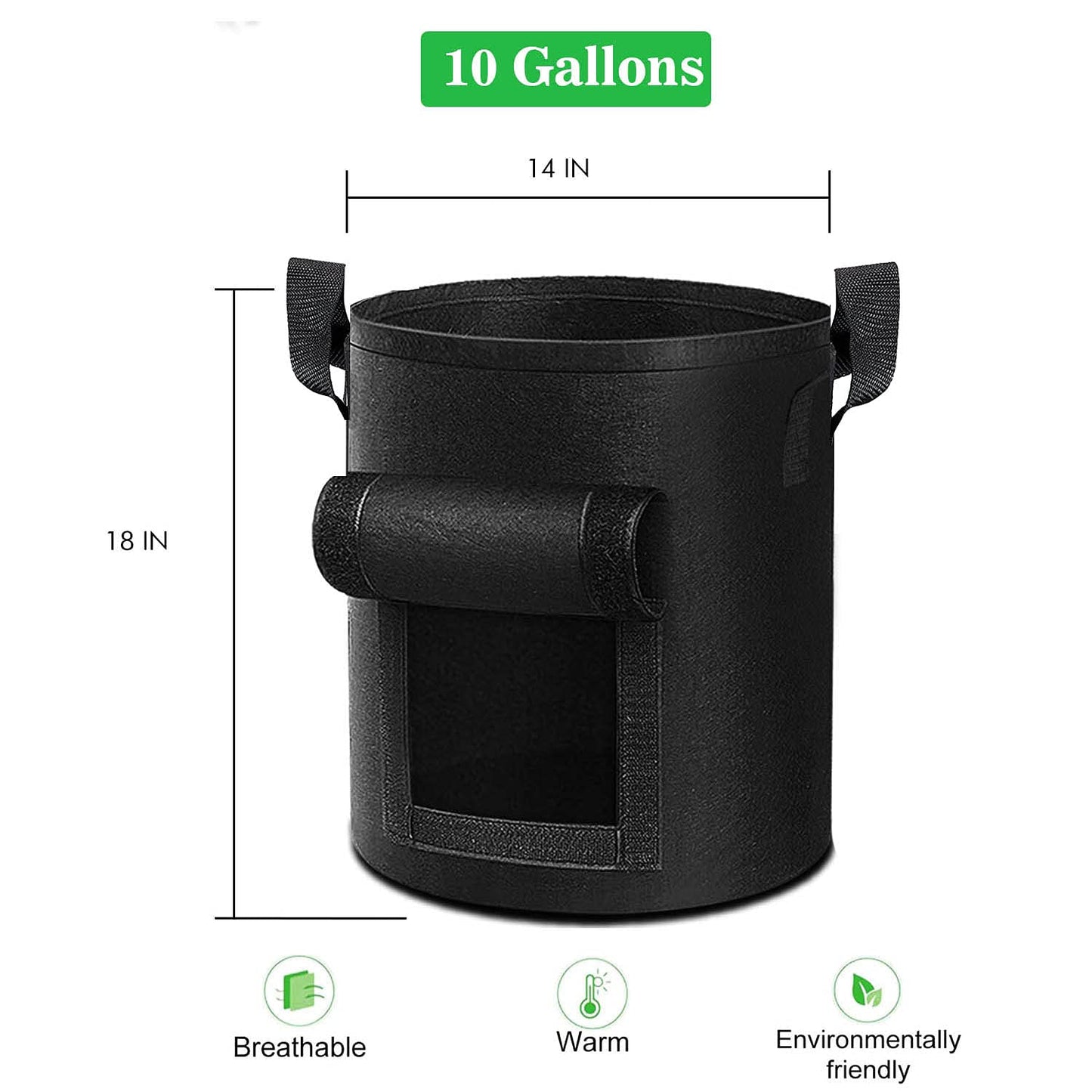 ADORMA 6-Pack 10 Gallon Potato Grow Bags, Heavy Duty Fabric Pots with Handles,300G Thickened Nonwoven Pots for Plants