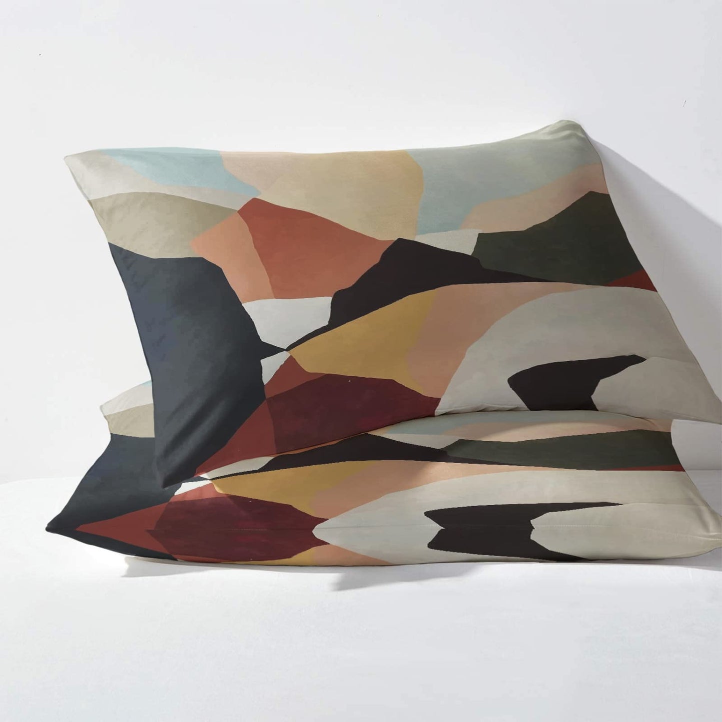 NOGAWA Abstract Sheets Full Size, Modern Art Bed Sheets, Patterned Bedding Sheets & Pillowcases 4 Piece Set - Soft Microfiber Deep Pocket Fitted Sheet & Flat Sheet & 2 Pillow Cases