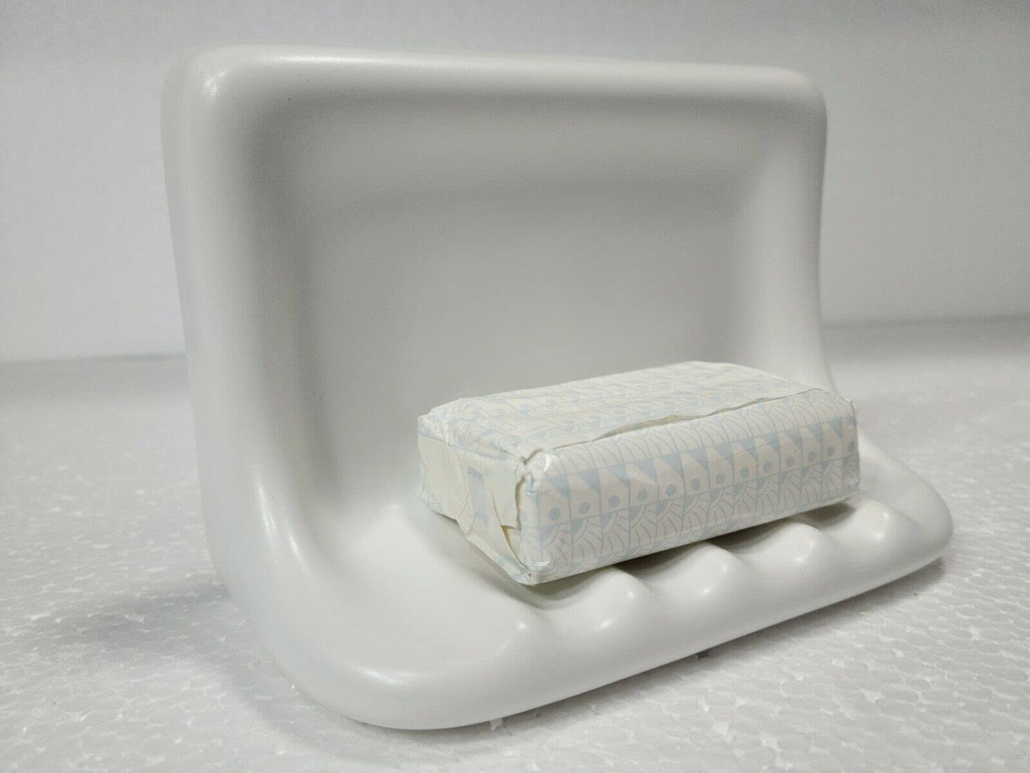 Bright White Matte Ceramic Soap Dish Tray Tile in Daltile Color 0790 Mid Century Modern Retro