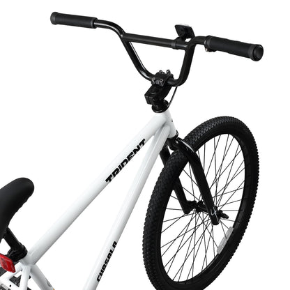 cubsala 24 Inch BMX Race Bike Trident Bicycles Beginner-Level to Advanced Riders with 2 Pegs Trick Cycling and Professional Riding, White