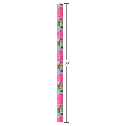 American Greetings Pink Christmas Wrapping Paper Roll for Kids, Barbie and Friends Holiday Gift Wrap (1 Reversible Roll, 75 sq. ft.) Barbie, Daisy, Brooklyn