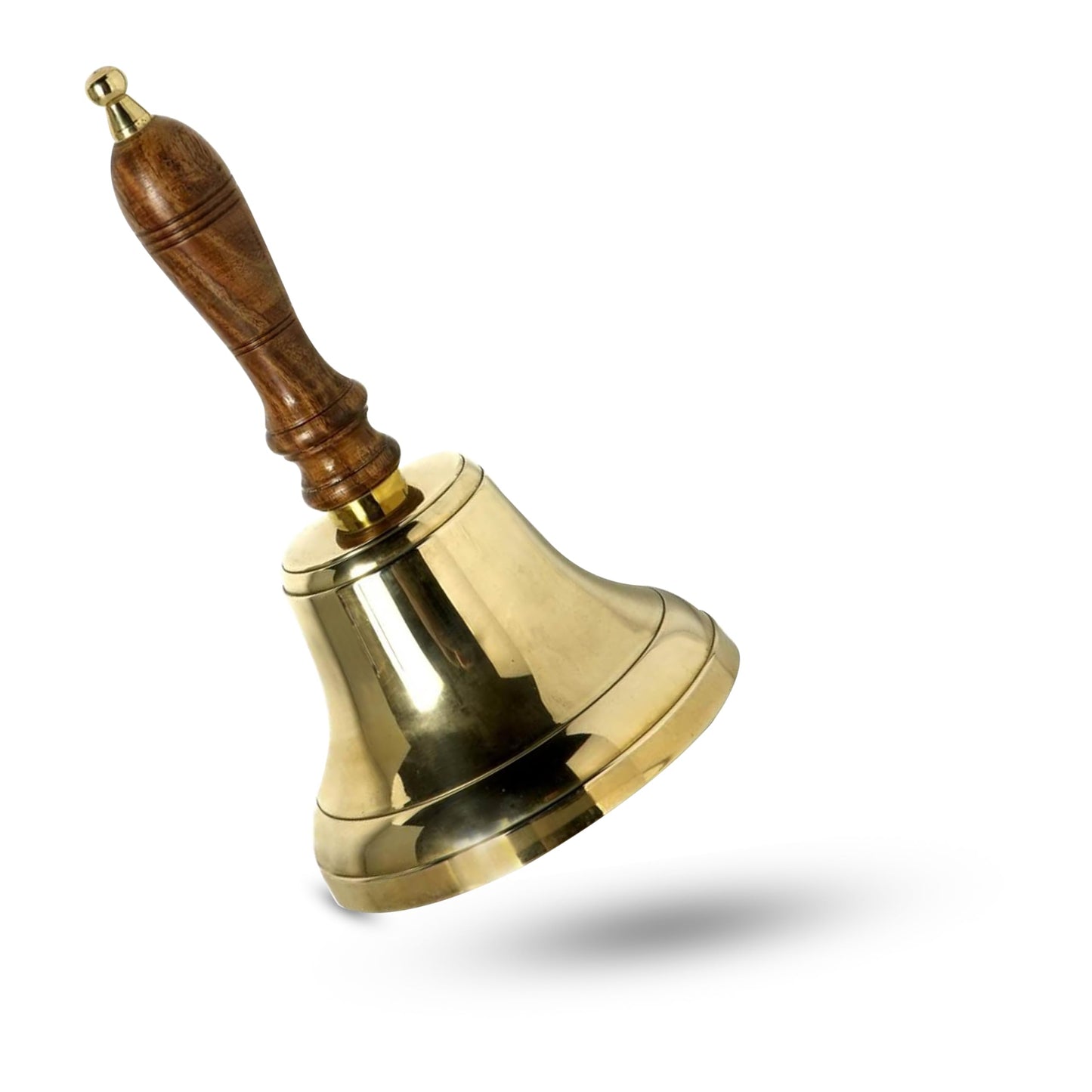 ARSUK Handbell for Adults (4 Inch) - Large School Bell with Wooden Handle - Solid Brass Call Bell for Elderly at Home, Wedding, Office, Dinner, Meditation, and Service