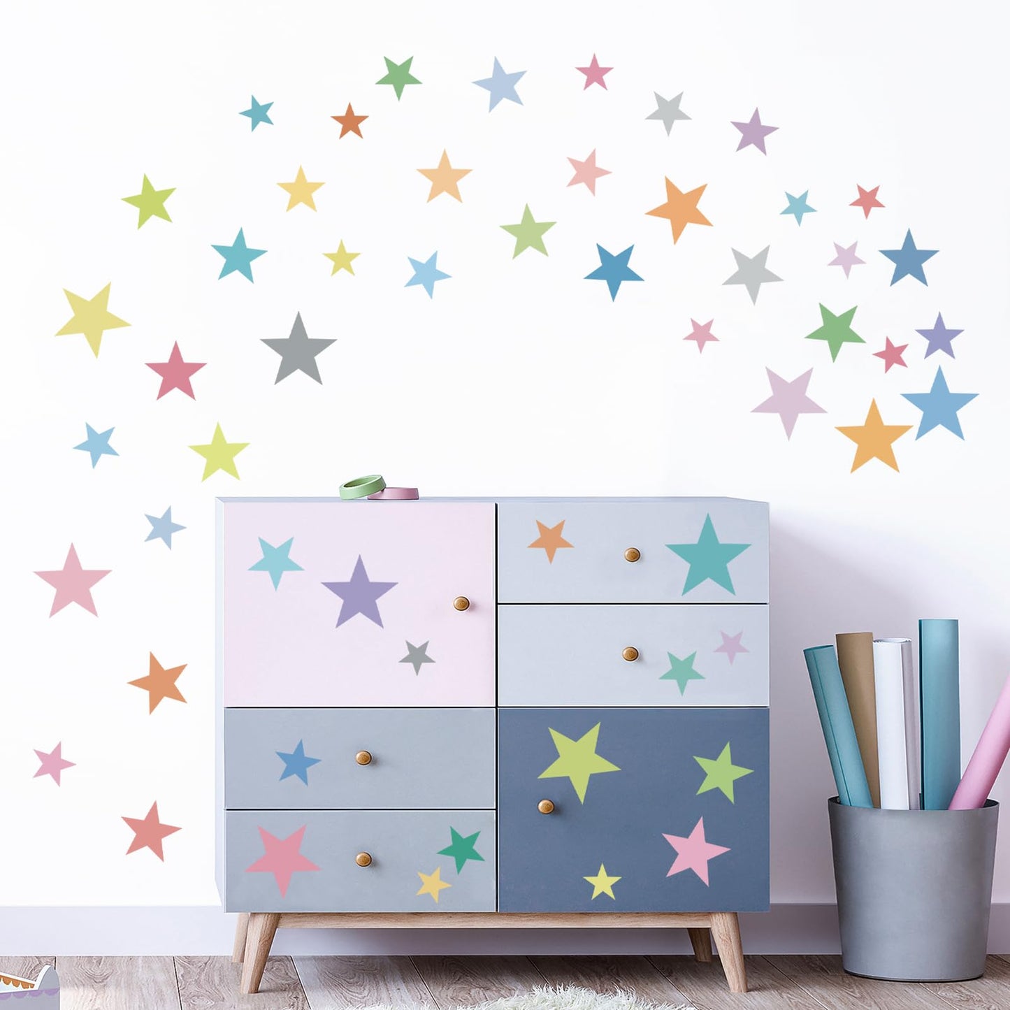 Supzone 165Pcs Colorful Boho Star Wall Decals Rainbow Colors DIY Vinyl Wall Art Sticker for Kids Baby Nursery Bedroom Playroom Kindergarten