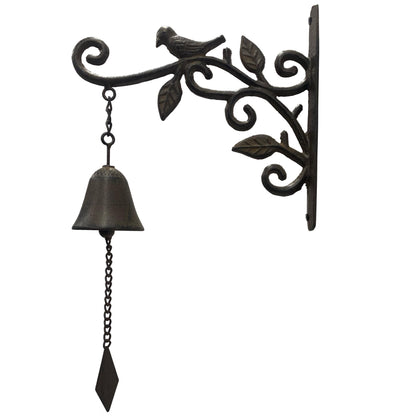 ChengPin Outdoor Iron Dinner Bell, Wall Mounted Hanging Bell, Clear Melodious Sound, Decor for Door Garden Yard Home (Black Bird)