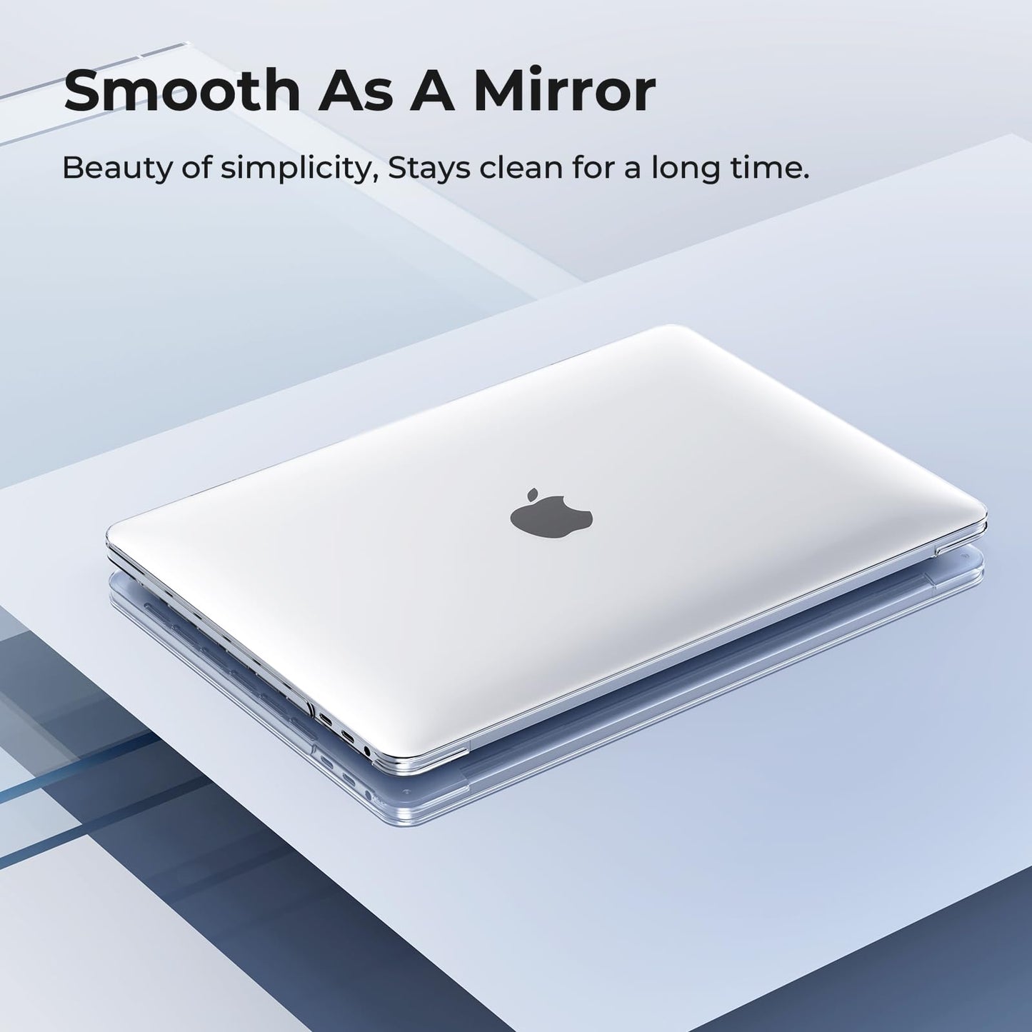EooCoo Case compatible for Macbook Pro 13 inch M2 M1 A2338 A2251 A2289 A2159 A1989 A1706 with Touch Bar, 2023-2017 Released, Transparent Plastic Hard Shell Cover, Smooth Shiny Surface, Crystal Clear