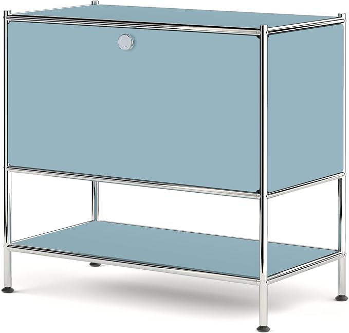 Metal Sidetable with Flap Door, 27.5" Height