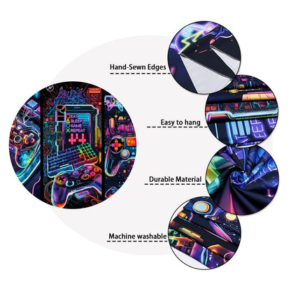 Galoker Blacklight Gaming Tapestry Cool Neon Game Controller Tapestry UV Reactive Gamer Player Wall Tapestries Funny Art Gaming Poster Tapestries Wall Hanging for Home Decor