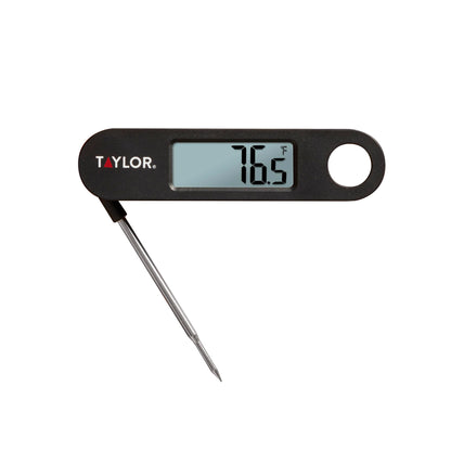 Taylor 1476 Instant Read Digital Meat Food Grill BBQ Cooking Kitchen Thermometer, Tailgating and Grilling Compact Folding Probe, Black