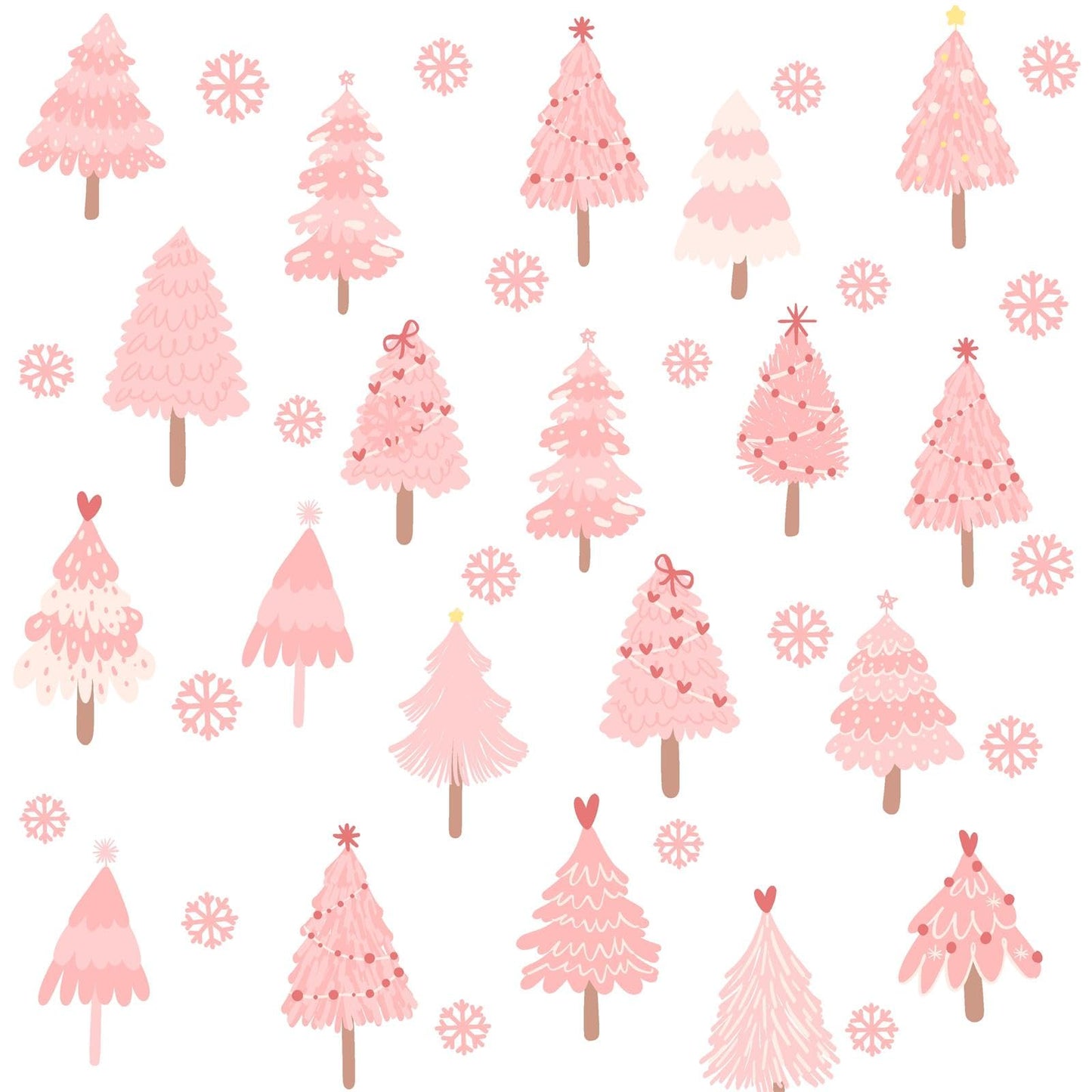 Pink Christmas Tree Wall Decals Merry Christmas Wall Stickers Peel and Stick Xmas Snowflake Sticker for Crafts Decoration Home Indoor Pink Pine Tree Decal for Kids Bedroom Winter Holiday Party Decor