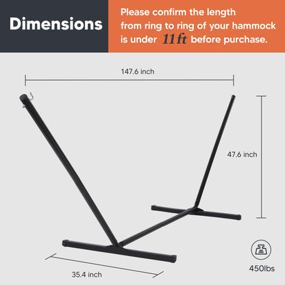 SUNCREAT 12 FT Heavy Duty Hammock Stand, Portable Hammock Stand, 475 lbs Capacity, Black