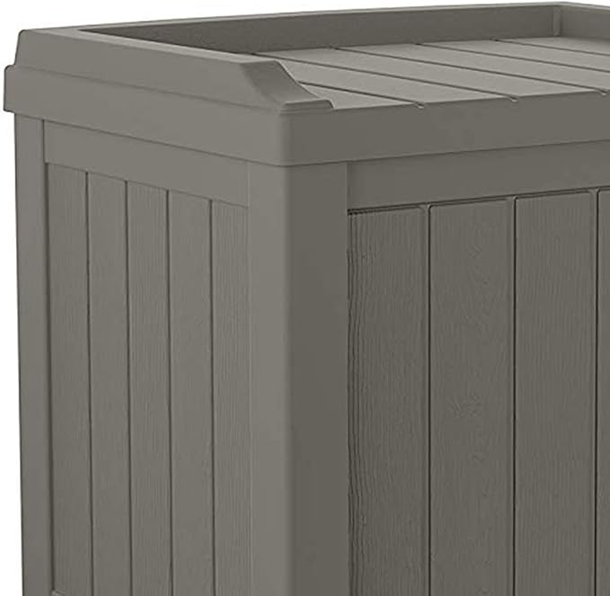 Suncast Outdoor Storage Box - 22 Gallon Stone Gray Resin Outdoor Deck Box with Seat, Weatherproof Patio Storage Bin Container for Keeping Cushions, Tools, & Towels for Pool, Yard, & Garden