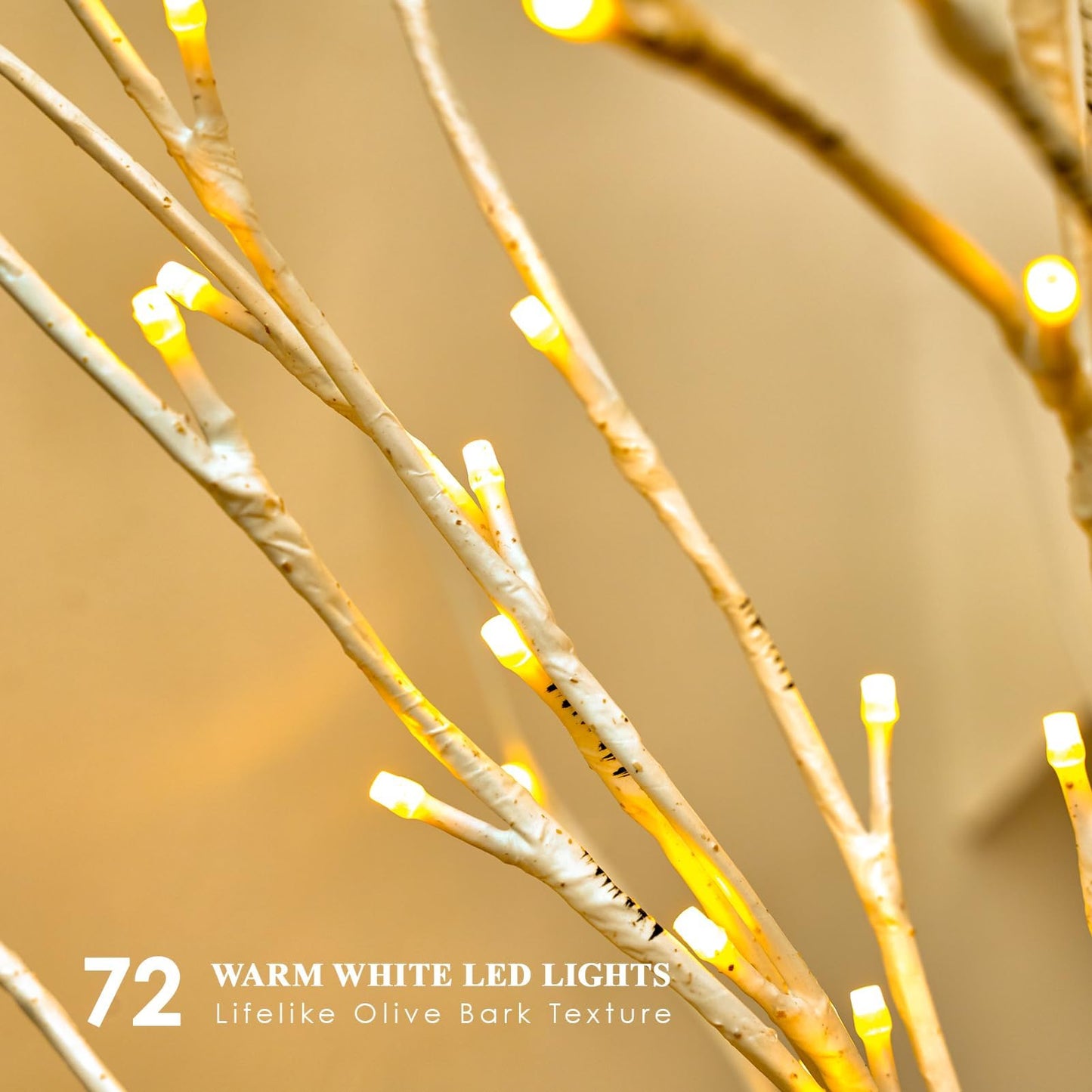 White Birch Garland with Lights 6ft 72LED, Battery Operated Twig Vine with Timer, Lighted Birch Tree for Walls Home Mantle Decoration Indoor Outdoor