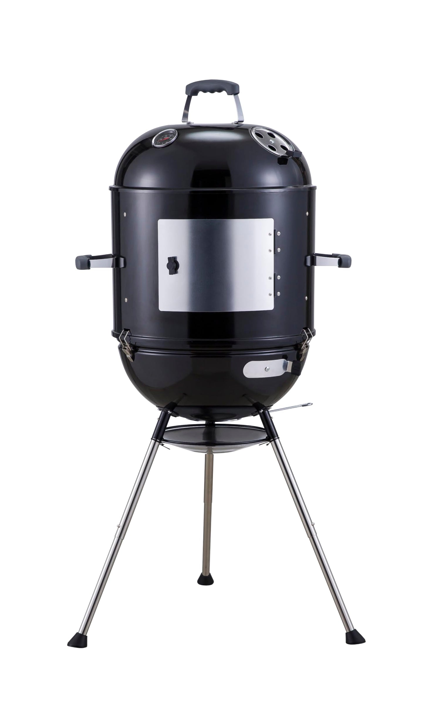 Megamaster Vertical 18 Inch Charcoal BBQ Smoker, 4-in-1 Portable Outdoor Grill with Adjustable Air Vent, 600 SQ. In Cooking Area, Built-in Temperature Gauge, BBQ Grill for Camping, Picnics - 810-36014