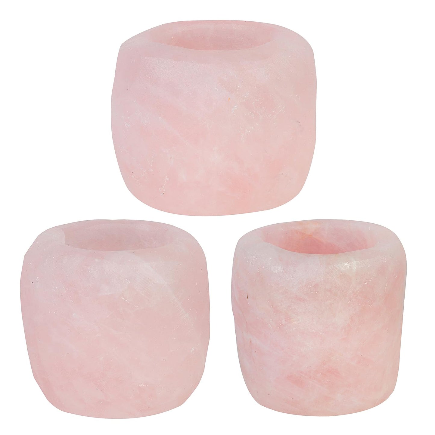 rockcloud Natural Raw Rose Quartz Taper Tea Light Candle Holder Air Plant Holder Healing Stone Home Decoration Figurine