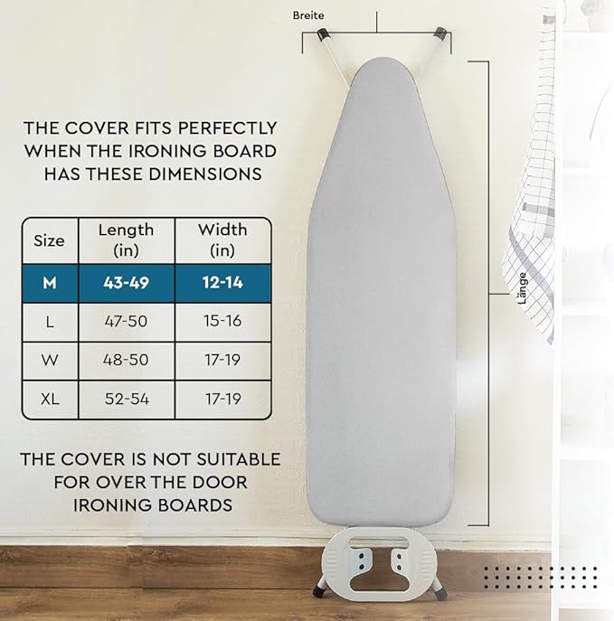 Encasa XO Ironing Board Cover And Pad 42"x14" - 4mm Felt & 2mm foam Metallized