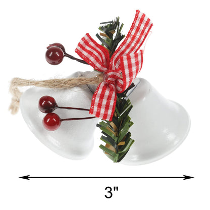 Tinsow 6 Pcs Red Christmas Bells, Tree Hanging Ornament Metal Jingle Bells for Christmas Holiday Decoration (6, White)