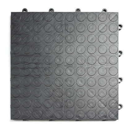 Big Floors GarageDeck Garage Floor Tiles, Interlocking Garage Flooring, Coin Pattern Non-Slip Heavy-Duty Copolymer Modular Tile (Graphite, 48 Pack of 12 x 12" Tiles, 48 Sq Ft)