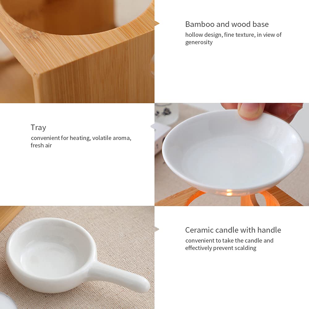 XIHUADOU Wooden Essential Oil Burner, Aromatherapy Burner Oil Warmer Diffuser, WaxMelt Warmer with Tealight Candle Holder for Holiday Home Birthday Wedding Valentine Decoration