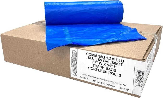 Ultrasac Heavy Duty 55 Gallon Blue Trash Bags