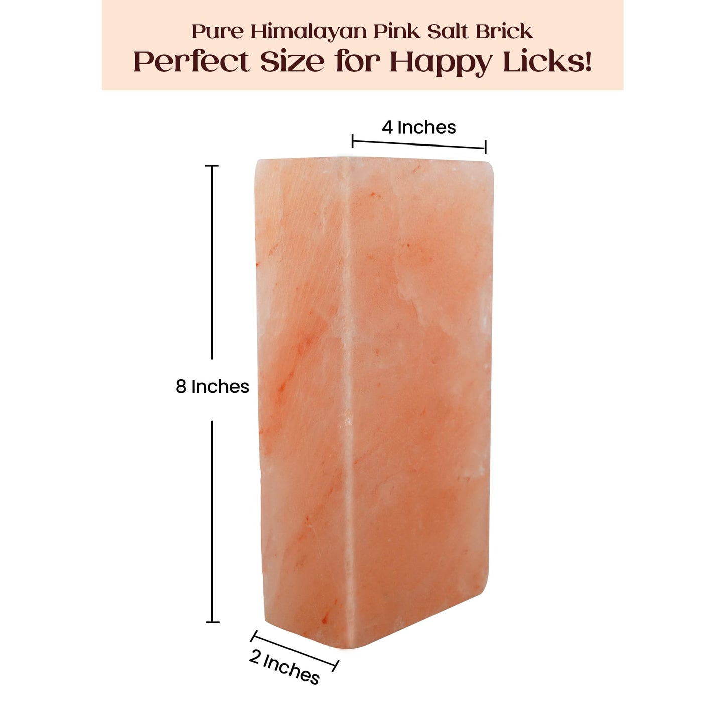 POHS Himalayan Animal Salt Lick, 8x4x2 Natural Mineral Salt Block, Pack of 1, 5.5 lbs