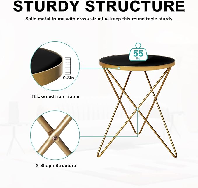 HLR Modern Round Side Table, End Table