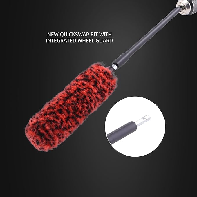 SPTA 1 Pc Soft Microfiber Extended Reach Rim Drill Wheel Brush, Microfibre