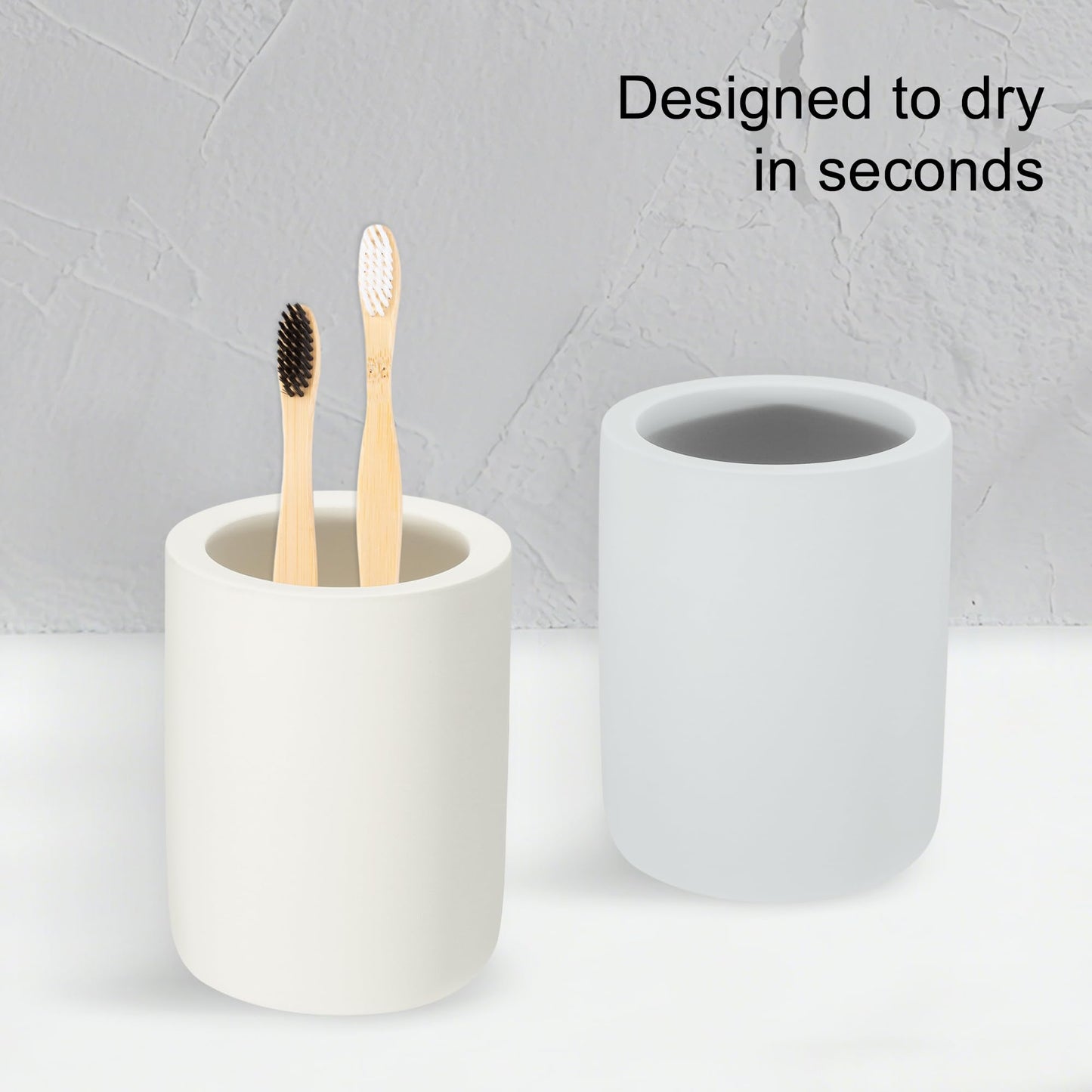 RENEWREVITAL Toothbrush Holder, Diatomite Bathroom Organizer, Toothbrush & Toothpaste Holder Cup, Vanity Storage Solution for Bathrooms, Beige, 1Pc