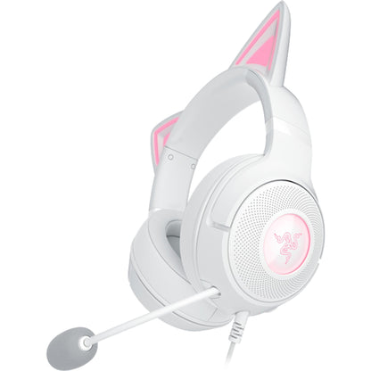 Razer Kraken Kitty V2 USB Wired Headset: Chroma RGB Kitty Ears - Stream Reactive Lighting - HyperClear Cardioid Mic - 40 mm Drivers - 7.1 Surround Sound - Comfortable Ear Cushions - White