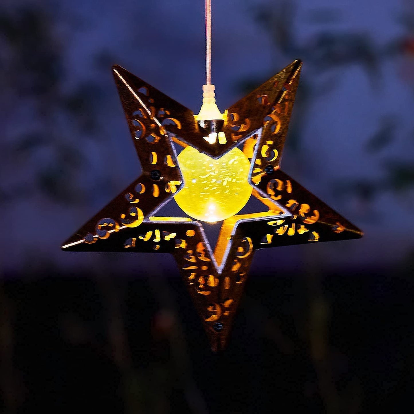 Tryme Solar Wind Chimes Star Wind Chime Warm LED Hanging Solar Lights Unique Garden Decor Memorial Thanksgiving Gifts for Mom Grandma Sister Home Party